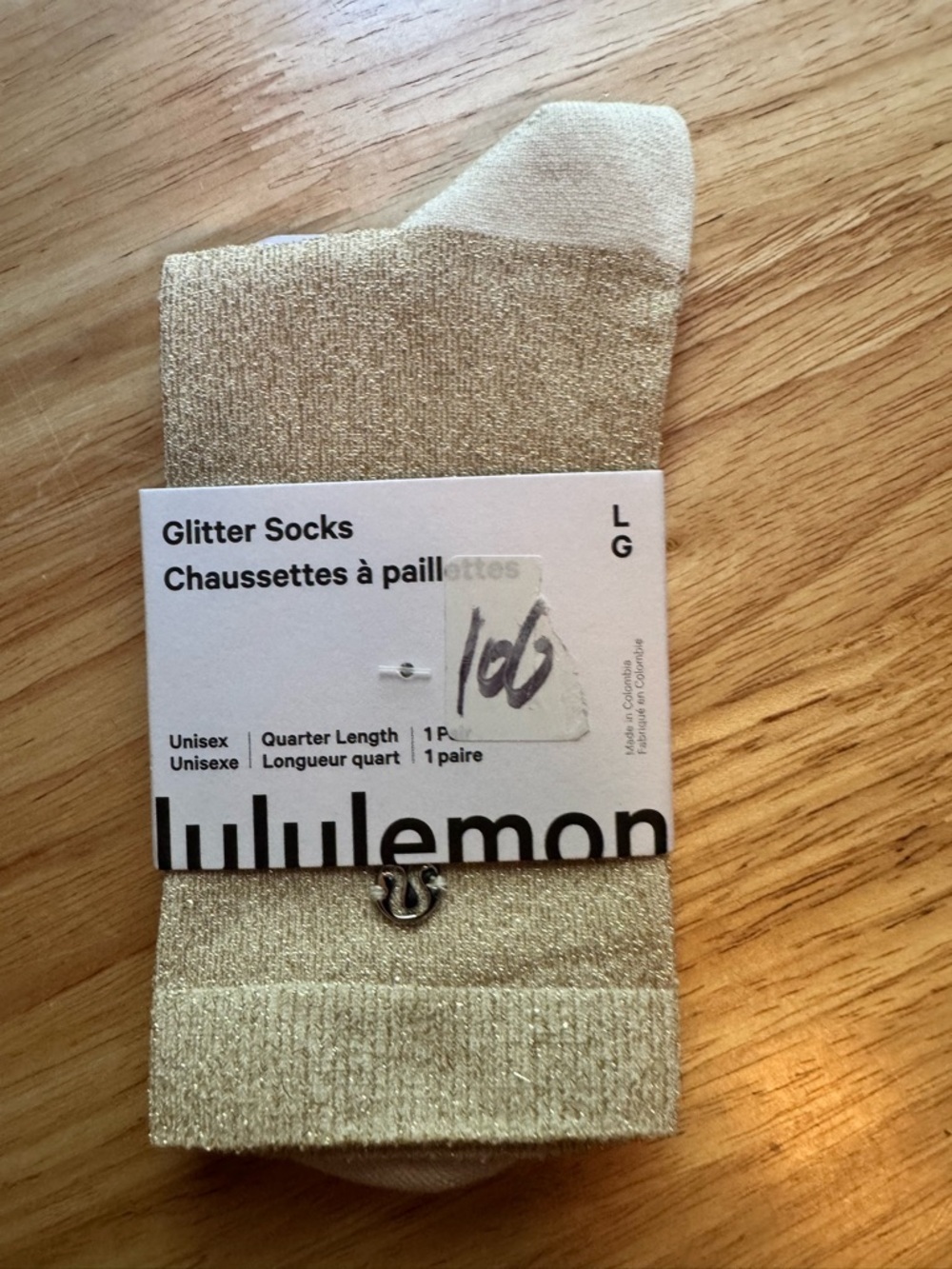 lululemon athletica Glitter Quarter-Length Socks in Gold Large